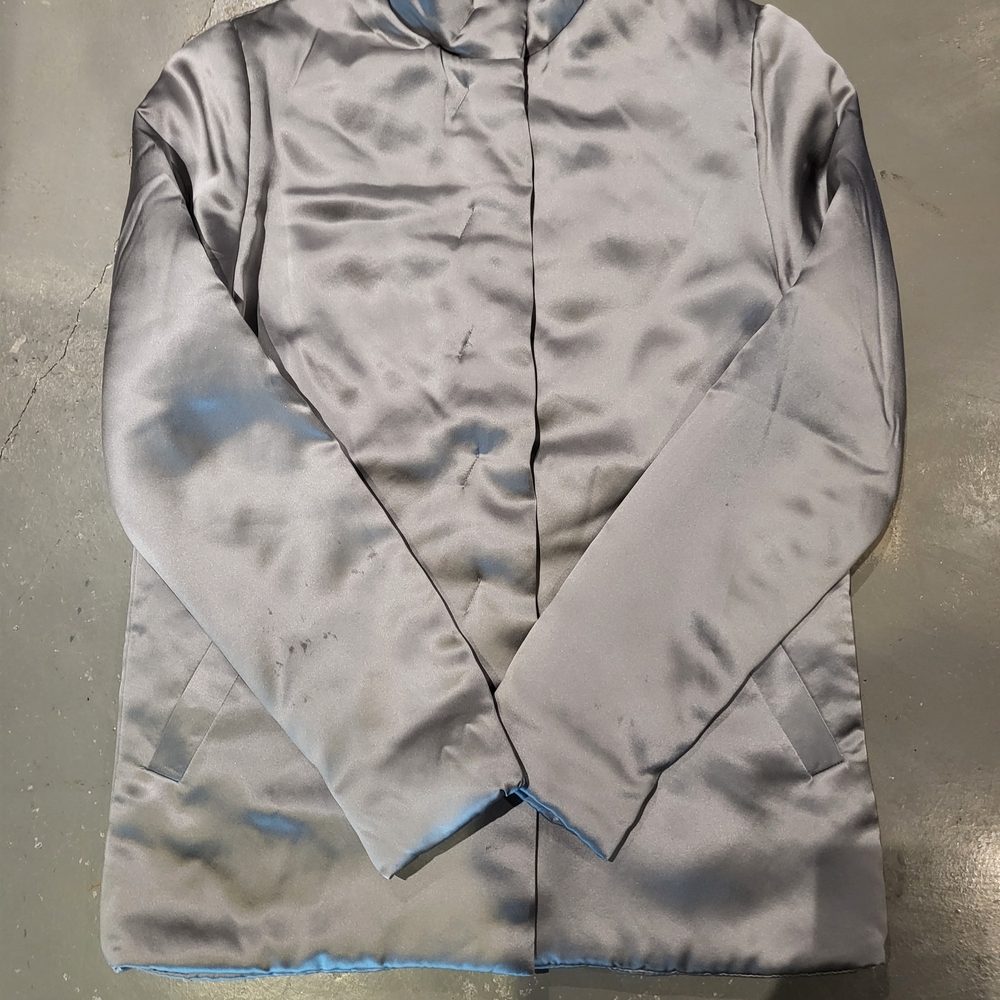 Sleek Gray 100% Mulberry Silk Jacket